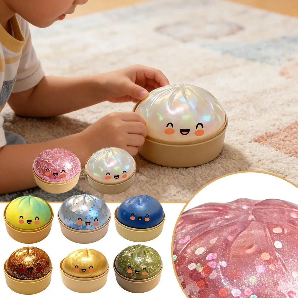 Giant Dumpling Squishy with Bamboo Steamer — 1 Piece | Pick 1 of 21 Colors | Ships Same Day USA