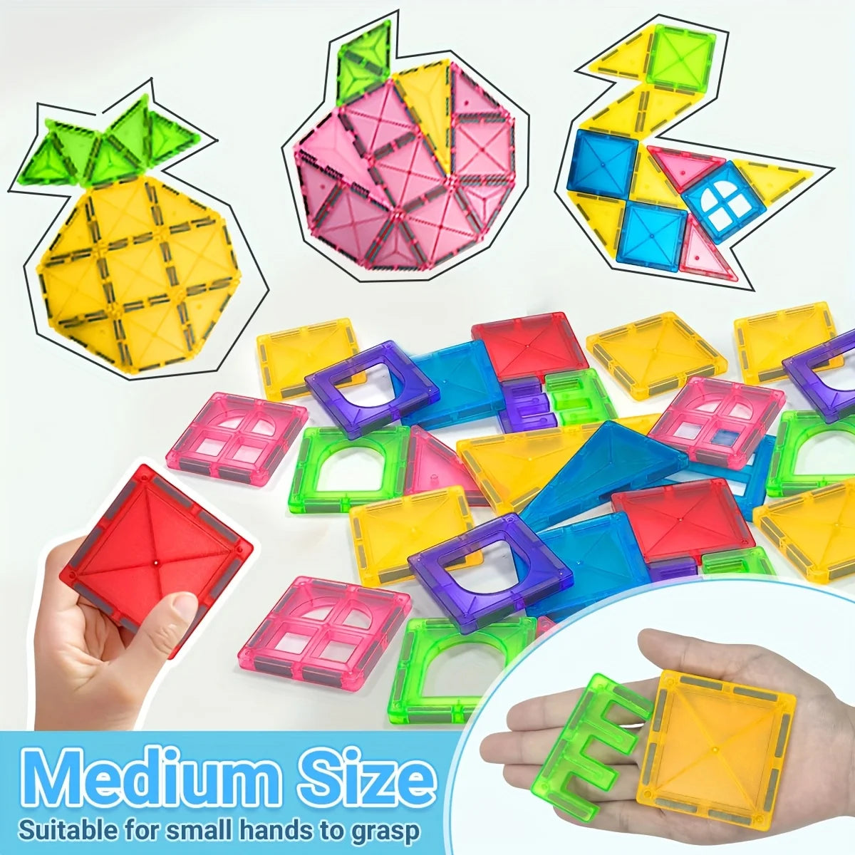 Magnetic Building Block Toys, Magnetic Blocks, Medium-Sized Stacked Building and Puzzle Toys, Creative and Lively Magnetic Toys