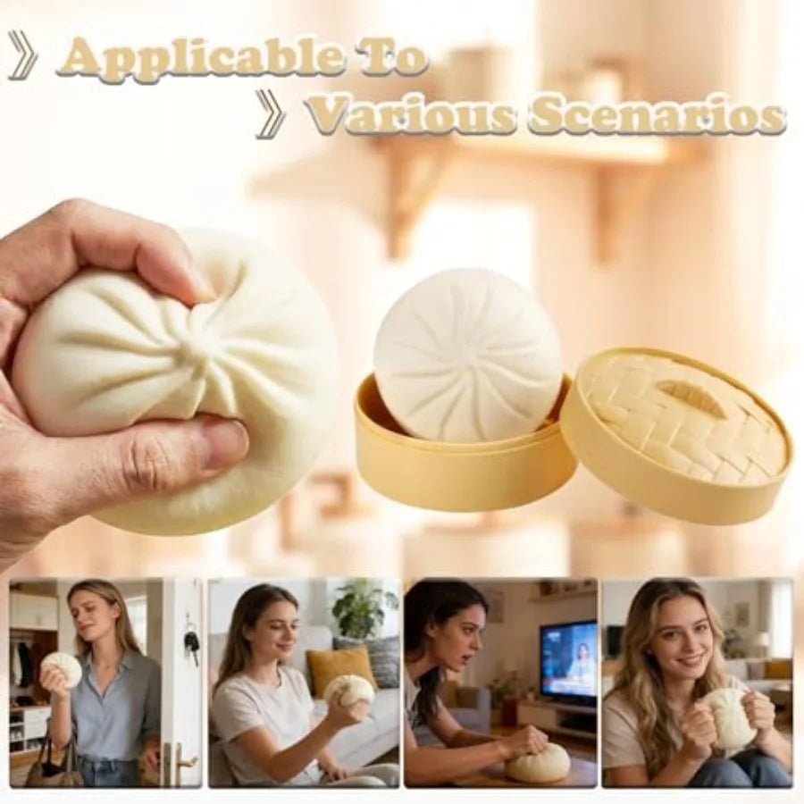 Giant White Dumpling Squishy 2-Pack with Steamer Box