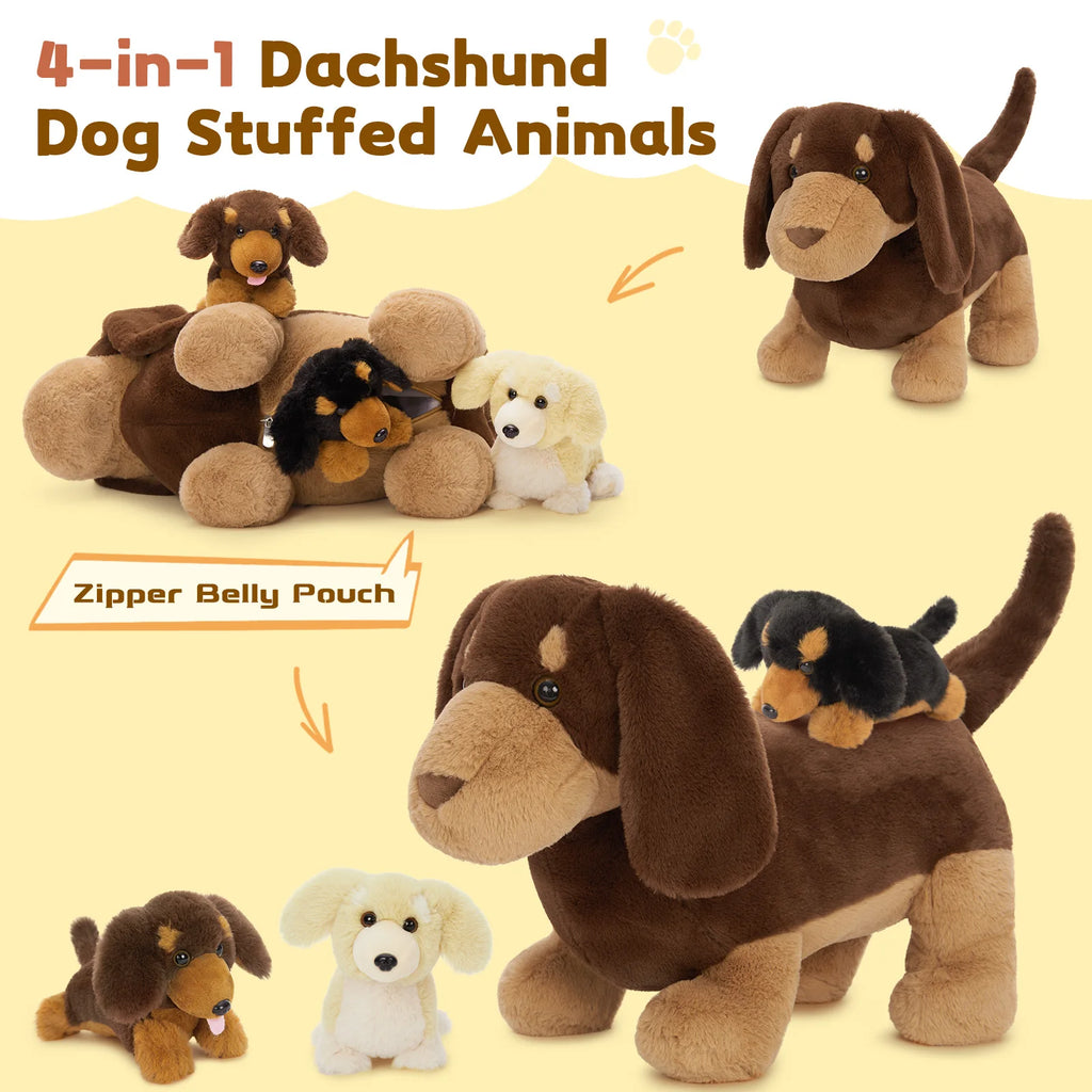 Dachshund Mommy & Puppies Plush Family Set