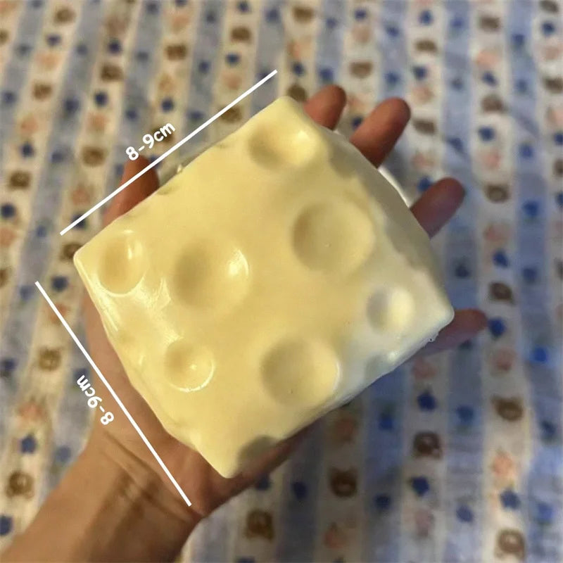 Jumbo Cheese Cube Stress Ball — Shapeable ASMR Non-Bounce Fidget Gift