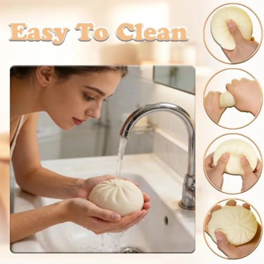 Giant White Dumpling Squishy 2-Pack with Steamer Box