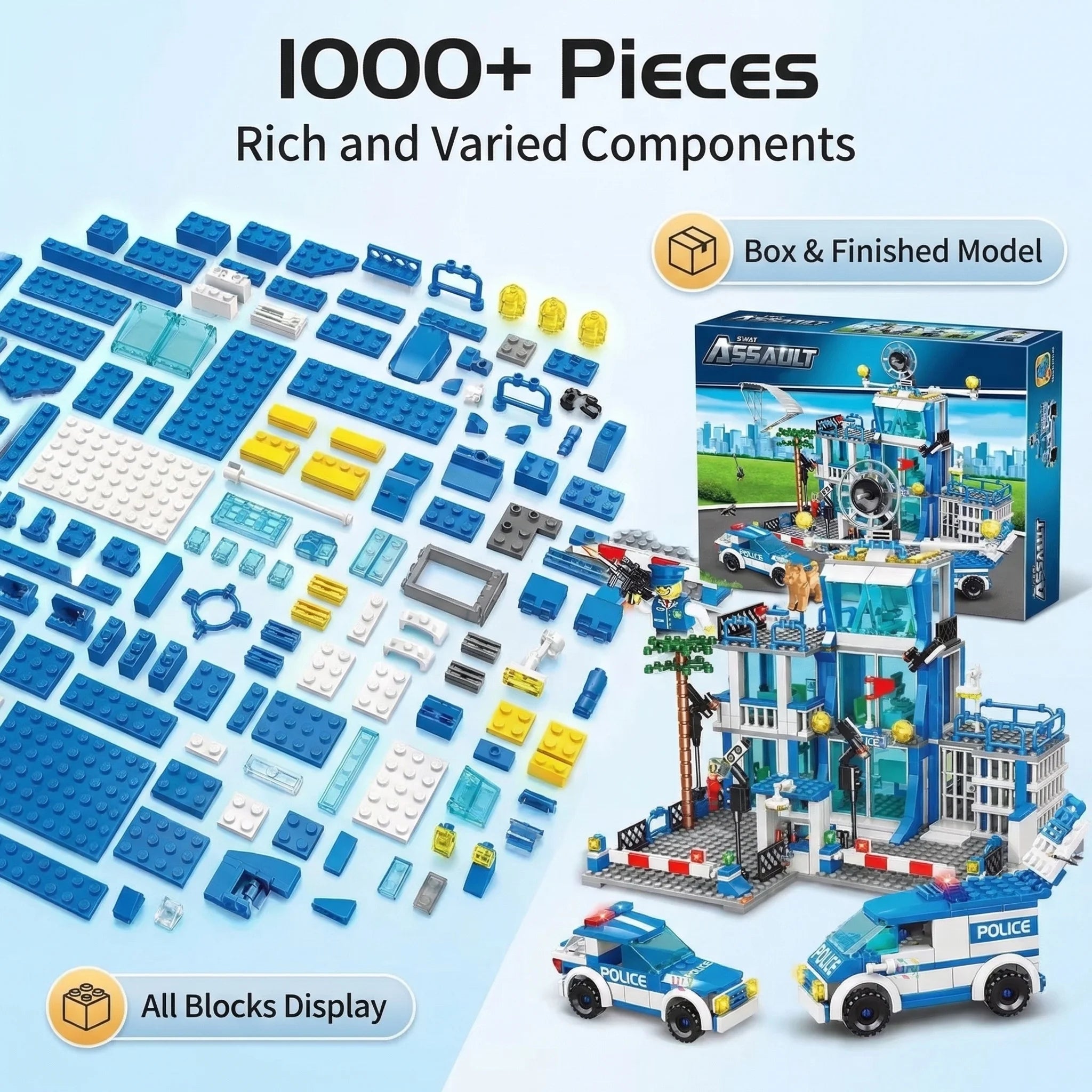 City Police Station Building Block Set Children's Educational Toys DIY Assembly Creative Small Particle Blocks Boys' Gift