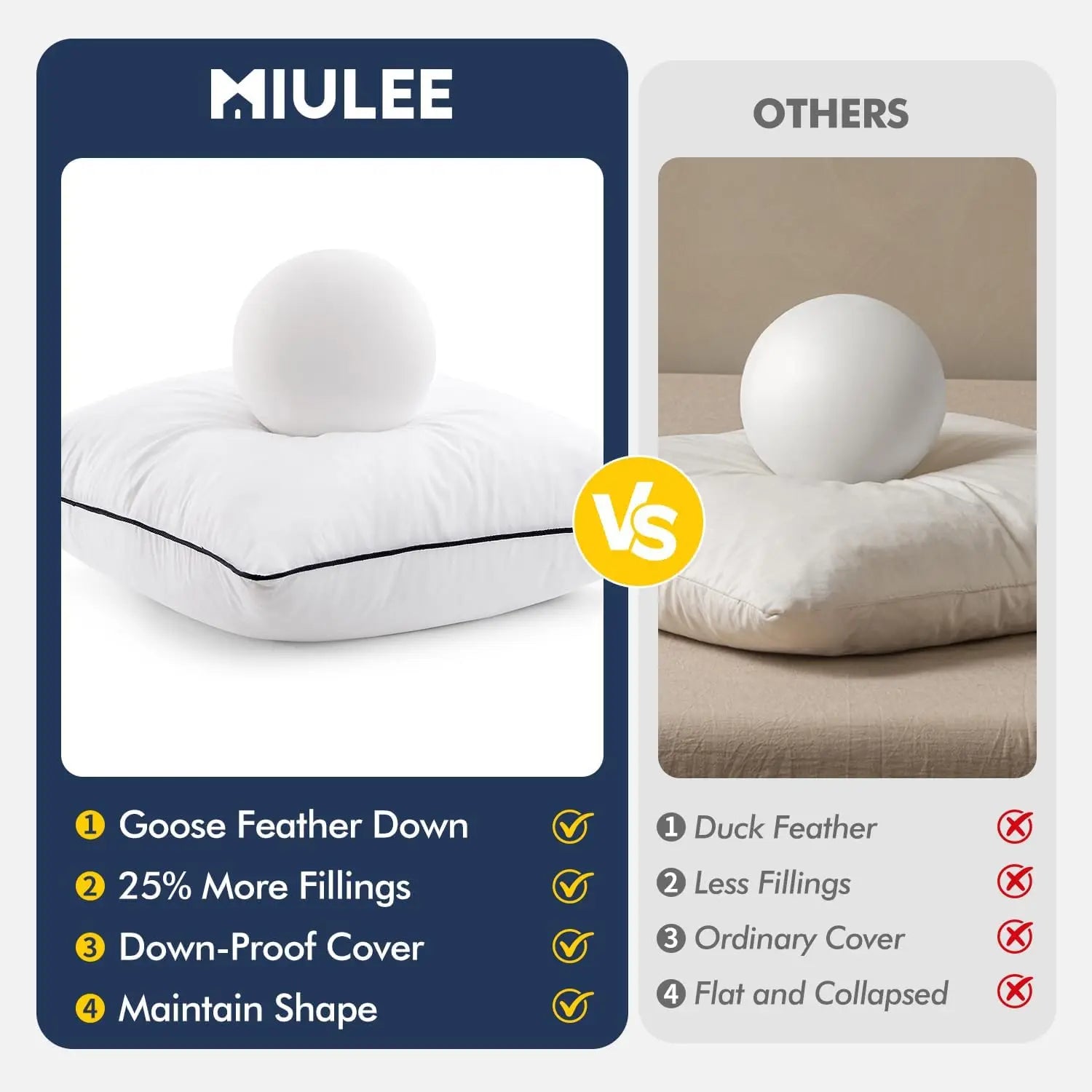 Goose Feather Down Euro Pillow Set (2-Pack)