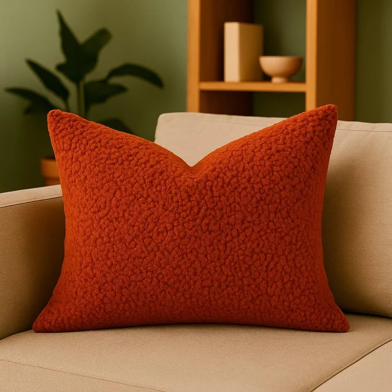Sherpa Throw Pillow (Rust Brown)