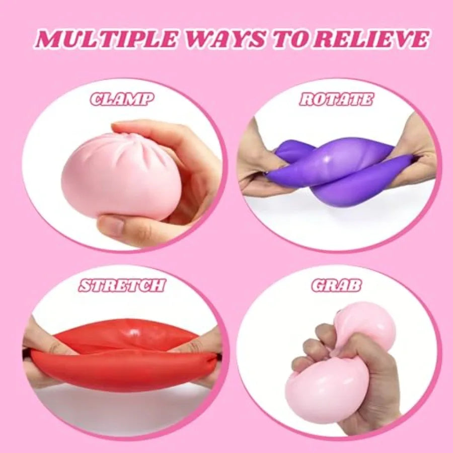 Colorful Dumpling Stress Ball Set — 3.4" Fidget Squeeze Toy
