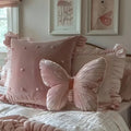 Velvet Pink Butterfly Throw Pillow