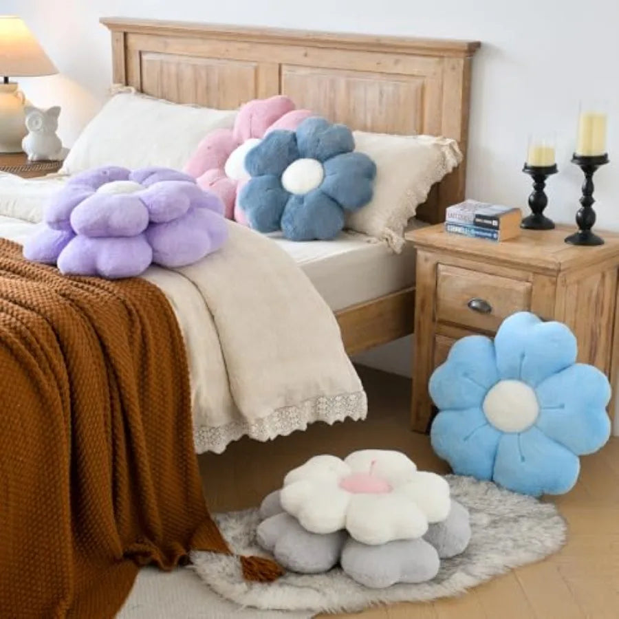 Flower-Shaped Faux Fur Pillow