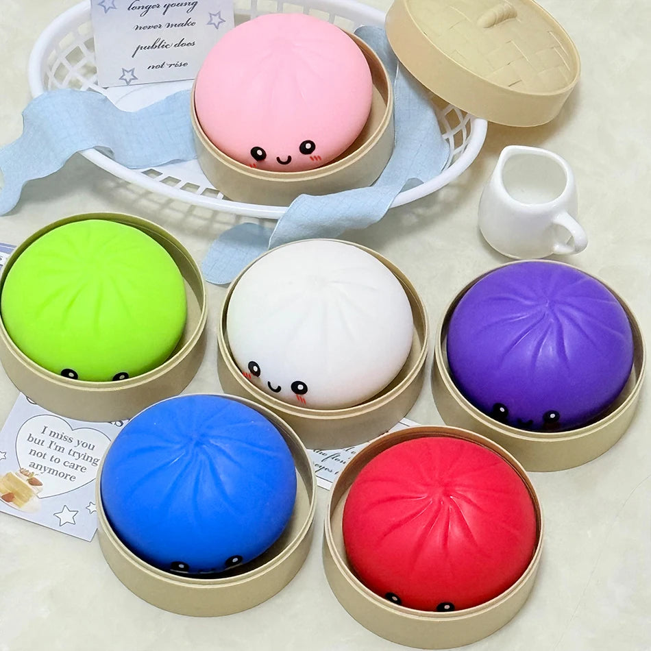 11 Styles Giant Dumpling Squeeze Toy with Bamboo Steamer