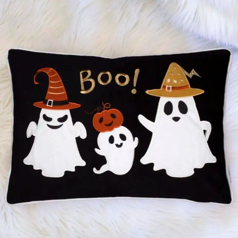 Halloween Ghost Velvet Throw Pillow Set