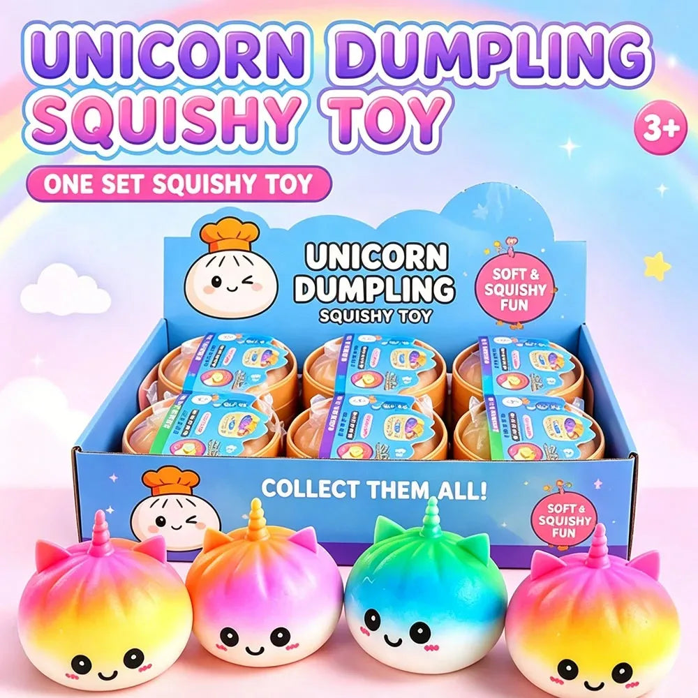 Kawaii Purple Unicorn Dumpling Squishy — Giant Bao Bun Stress Toy
