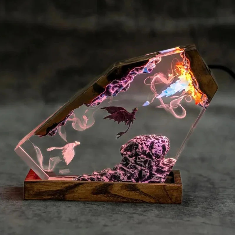 Epoxy Resin Dragon Figurine Set - Black & White Table Centerpiece