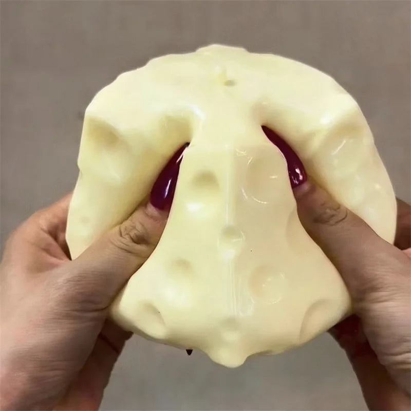 Jumbo Cheese Cube Stress Ball — Shapeable ASMR Non-Bounce Fidget Gift