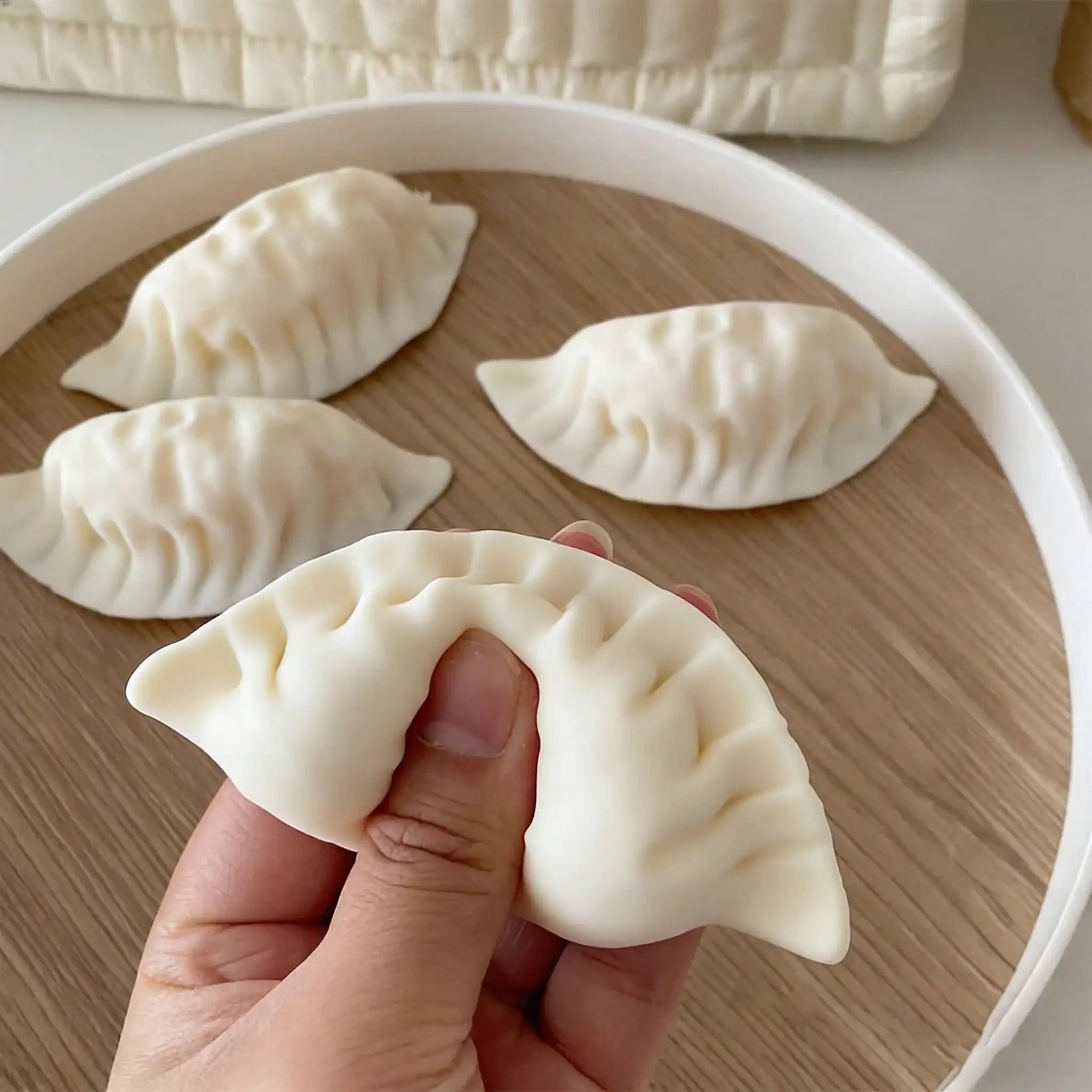 Realistic Dumpling Squishy — Bag Charm & Desk Toy