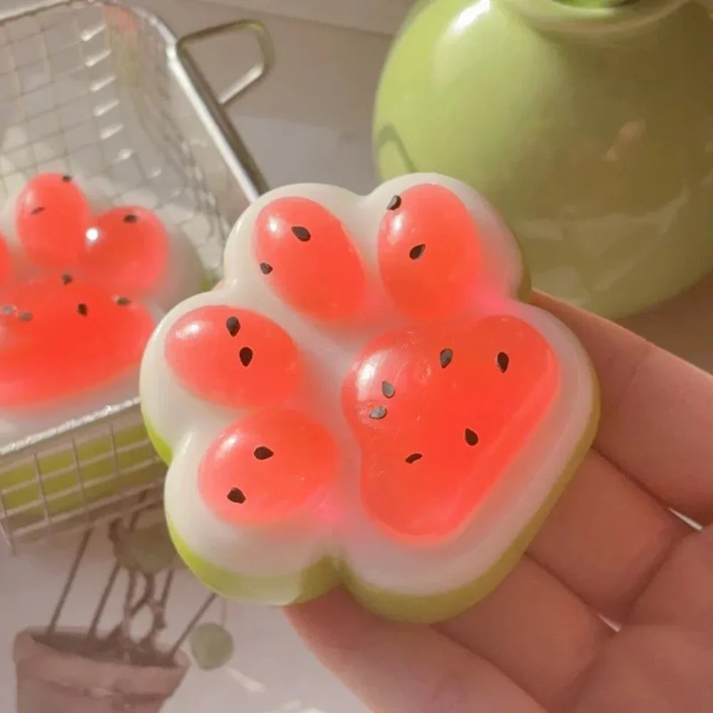Watermelon Cat Paw Antistress Squishy Toy — Summer Edition Mochi