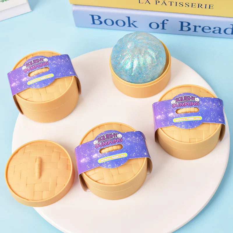 Wholesale Mini Glitter Dumpling Squishy Bulk Pack with Storage Box