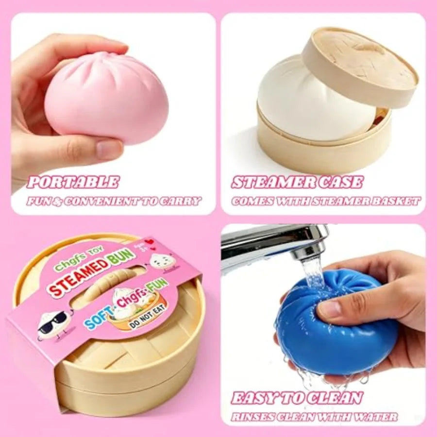 Colorful Dumpling Stress Ball Set — 3.4" Fidget Squeeze Toy