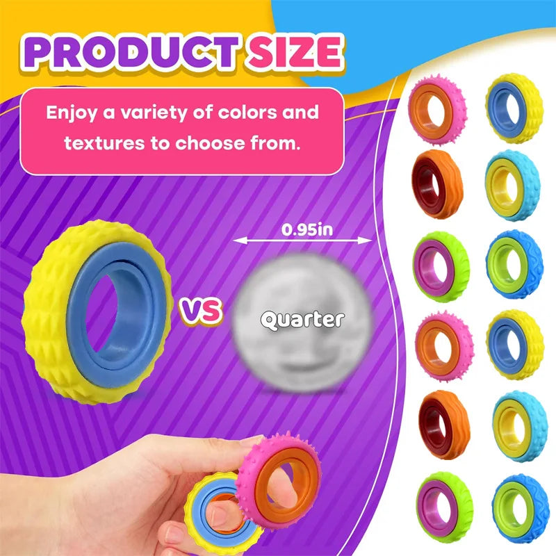 Fidget Rings Sensory Spinner Toy Set — 1/3/6/12 Pack for Kids & Adults