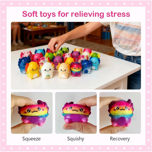 24-Pack Axolotl Squishy Toys — Soft Slow Rising Sensory Fidget for Kids