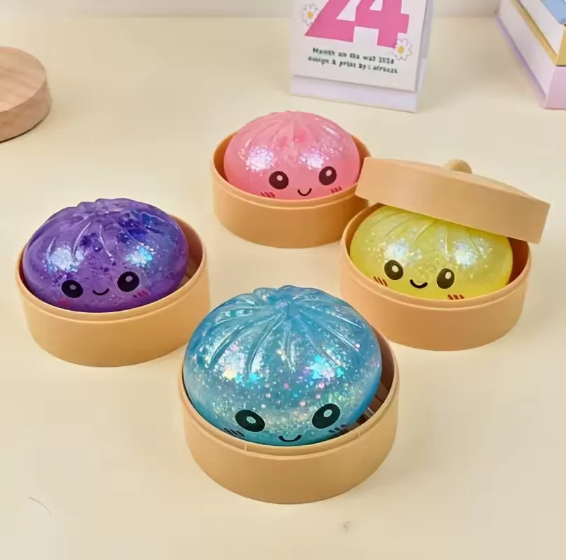 Mini Flash Glitter Dumpling Squeeze Ball — Slow Rebound Sensory Toy