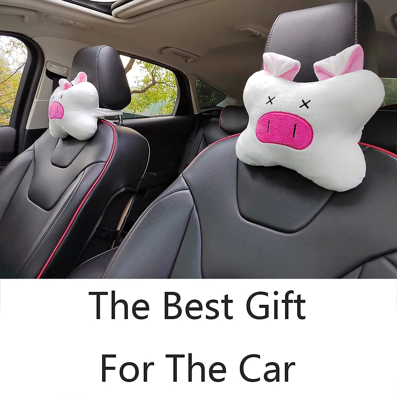 Plush Pig Car Headrest Pillow Set (2-Pack)
