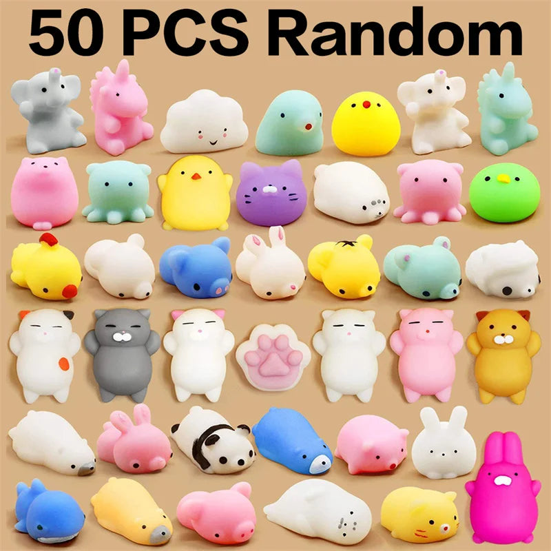 50-Pack Mochi Squishies Kawaii Animal Set — Party Favors & Antistress Toys