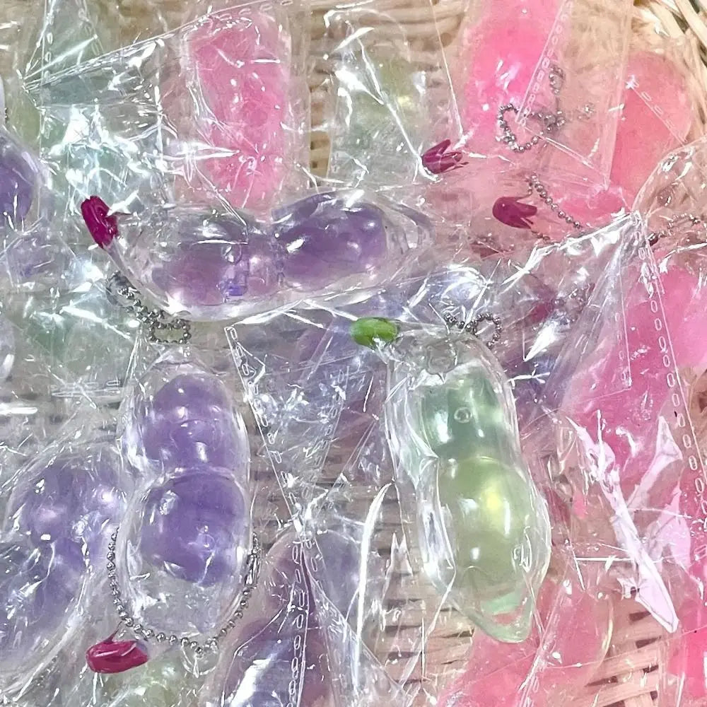 Simulation Bean Squeeze Keychain Toy — Pinch Music Fidget Pendant