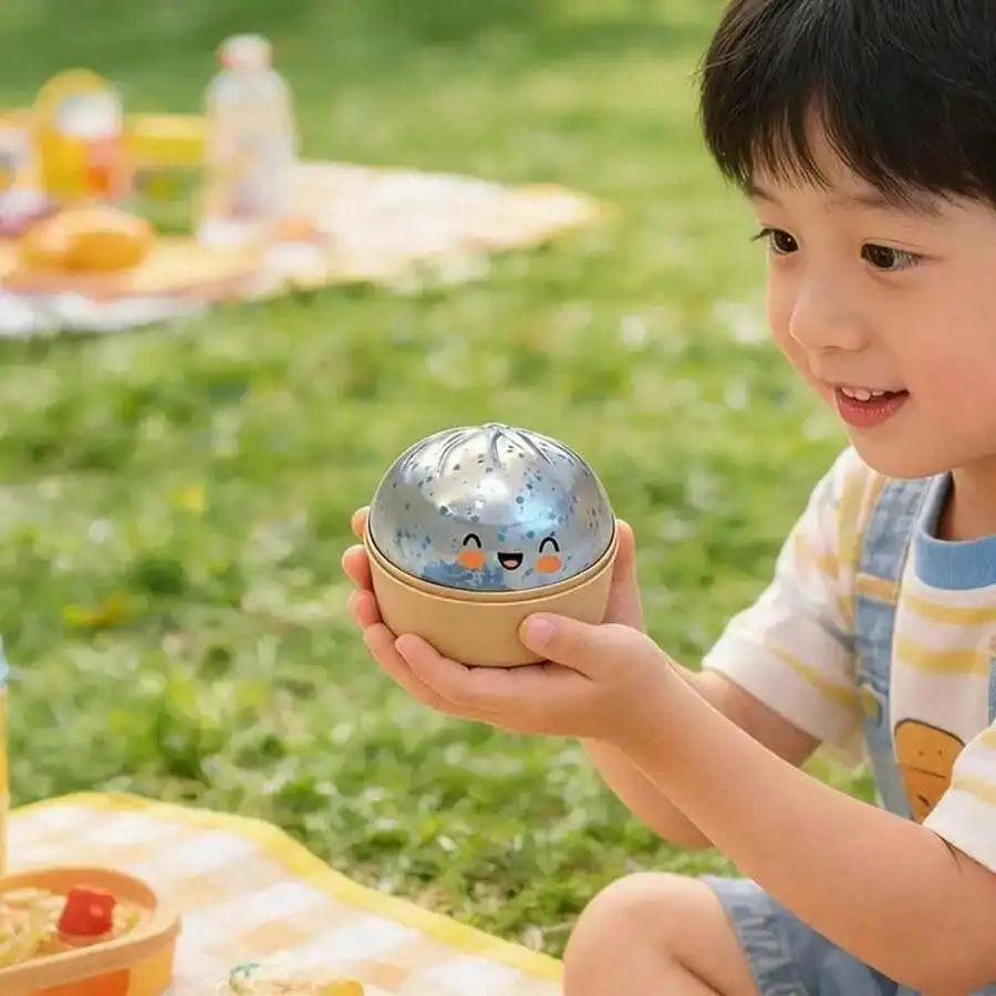 Realistic Giant Dumpling Squeeze Toy with Bamboo Steamer — TPR Dough Ball