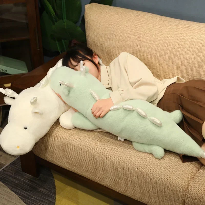 Large White Dragon Plush Toy - Kawaii Stuffed Dinosaur