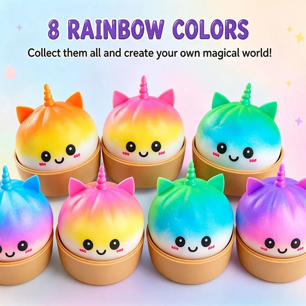 Kawaii Purple Unicorn Dumpling Squishy — Giant Bao Bun Stress Toy