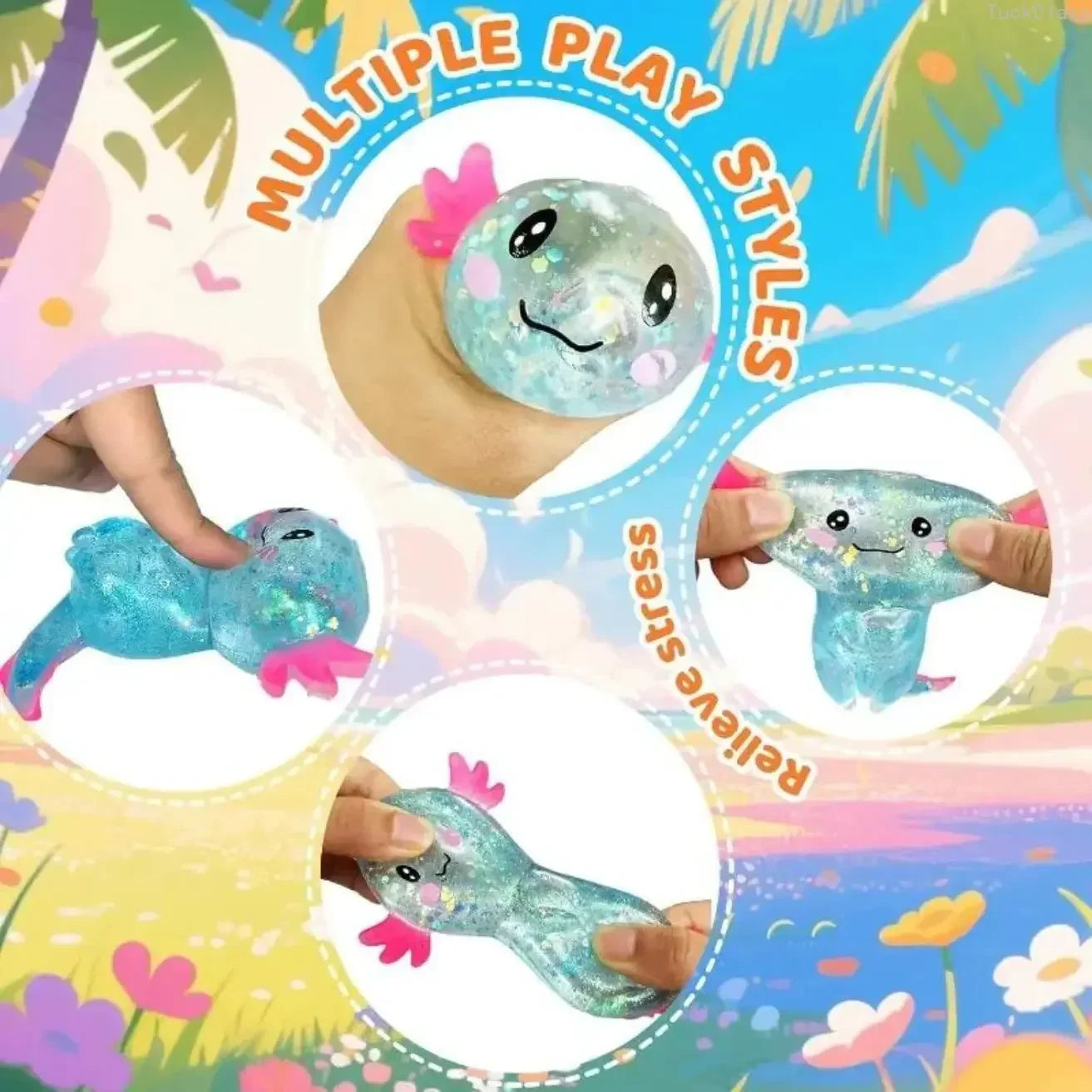 Glitter Axolotl Squishy Set (4-Pack)