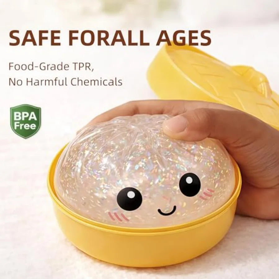 2-Pack Transparent Glitter Dumpling Squishies with Box