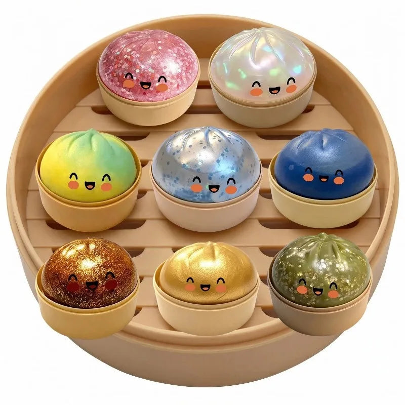 Giant Dumpling Squishy with Bamboo Steamer — 1 Piece | Pick 1 of 21 Colors | Ships Same Day USA