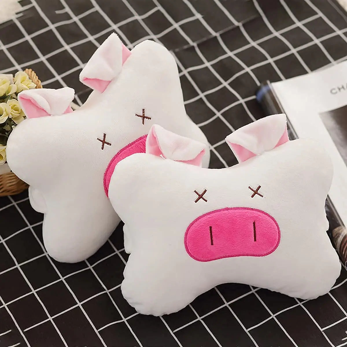 Plush Pig Car Headrest Pillow Set (2-Pack)