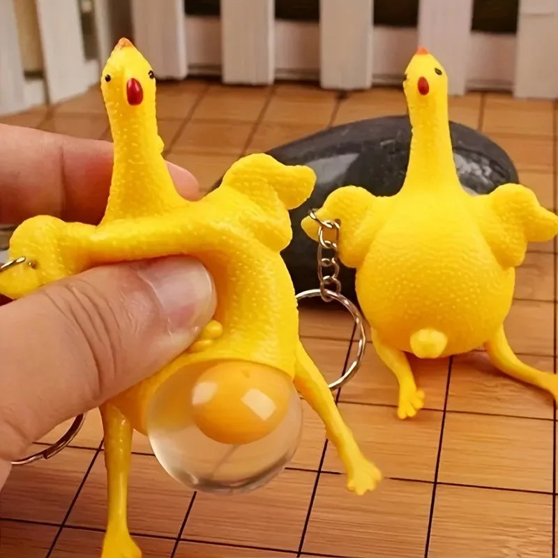 Squeeze Chicken Egg Keychain