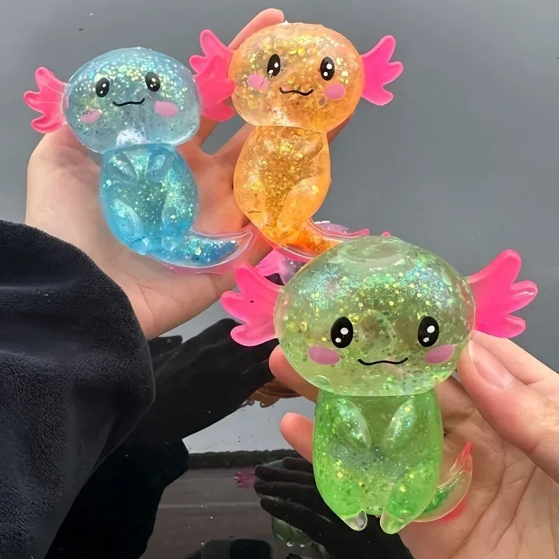 Colorful Salamander Maltose Squishy — Stretchy Axolotl Anti-Anxiety Toy