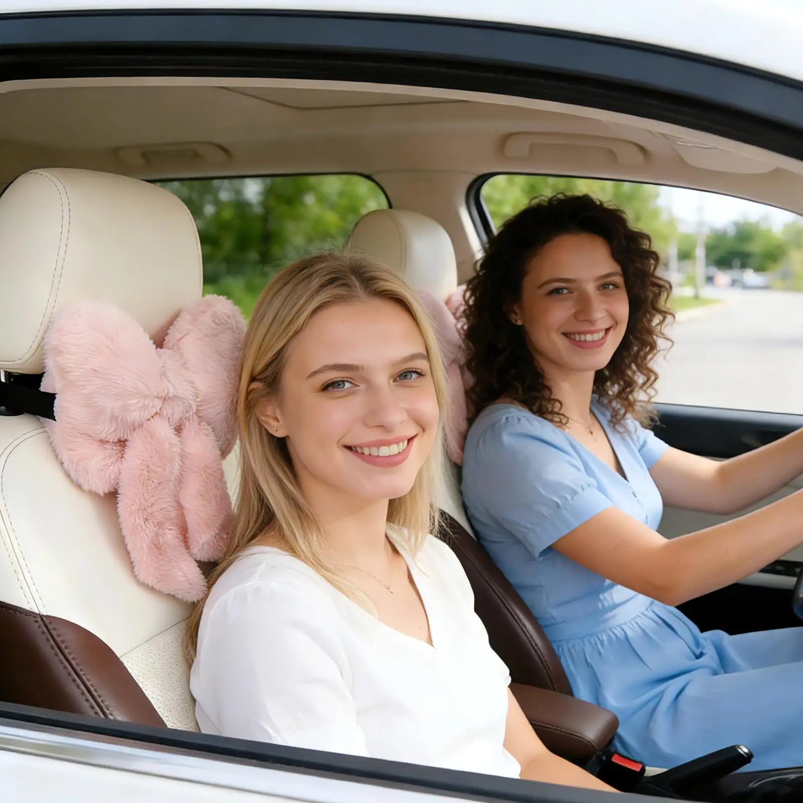 Pink Bow Car Headrest Pillow Set (2-Pack)