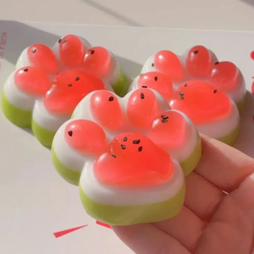 Watermelon Cat Paw Antistress Squishy Toy — Summer Edition Mochi