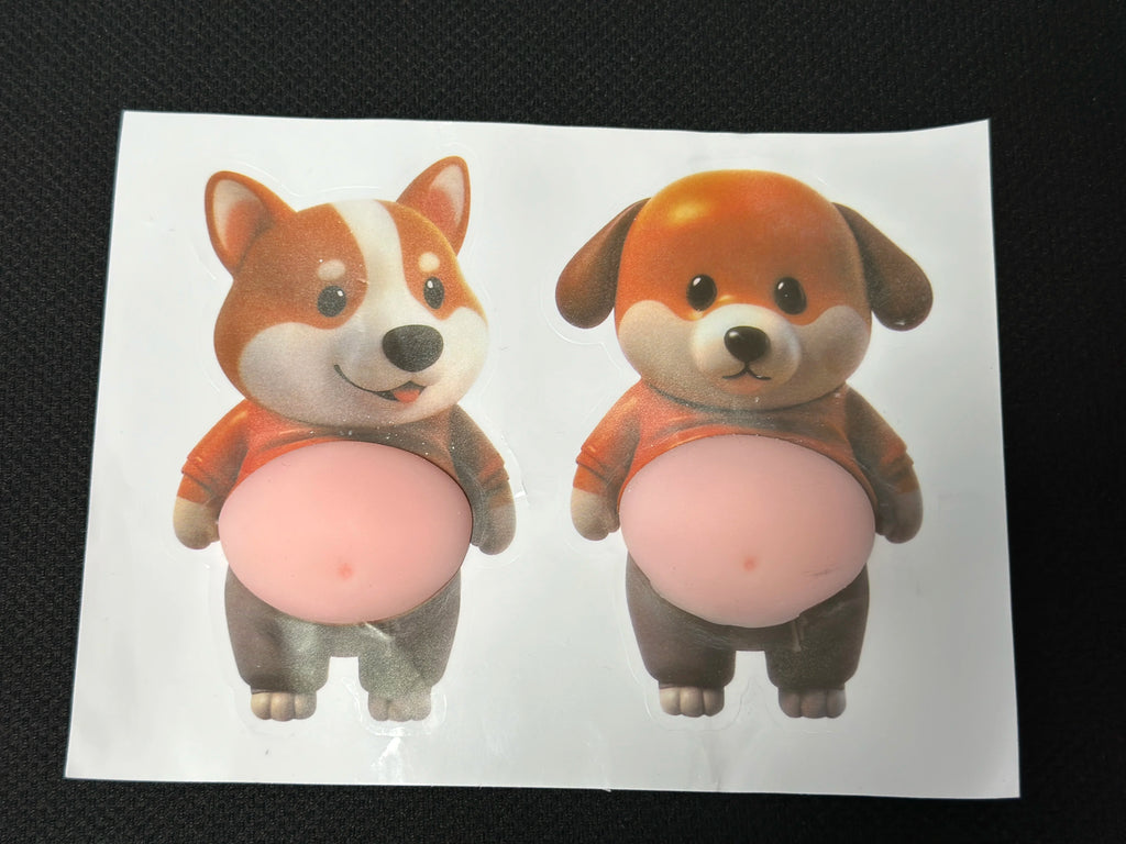 3D Dog and Cat Belly Mochi Squishy Stickers — Fidget Stress Relief