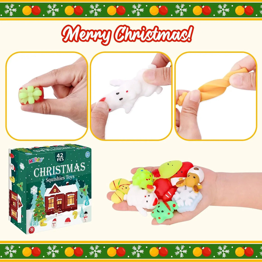 42-Pack Christmas Squishies Stocking Stuffers — Mochi Fidget Bulk Set