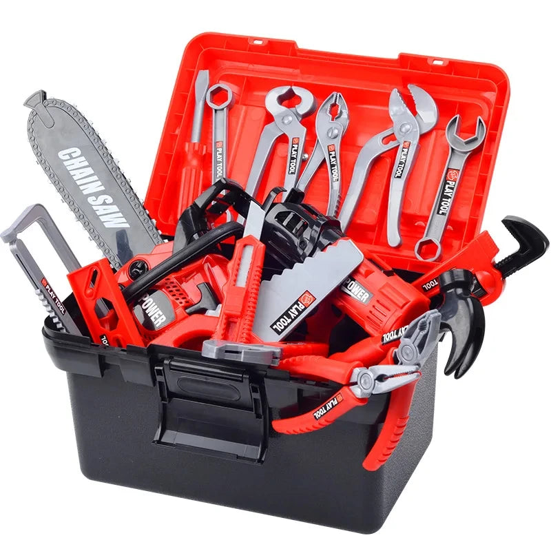 Kids Repair Toolbox Toy Set, Simulation Engineering Tools with Drill, Educational Pretend Play Gifts for Boys