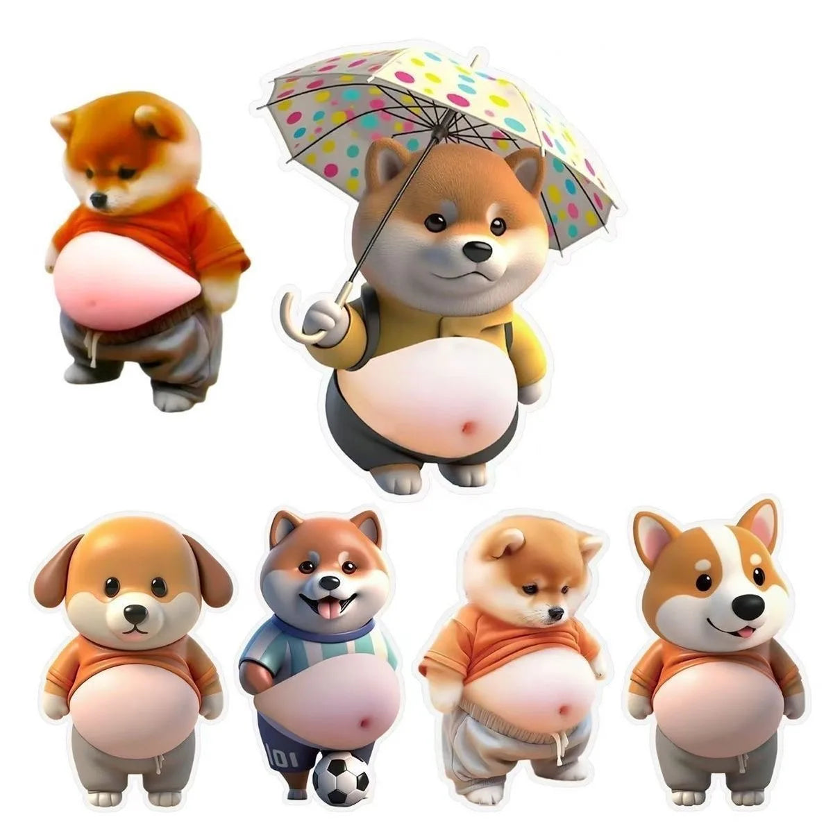 3D Dog and Cat Belly Mochi Squishy Stickers — Fidget Stress Relief
