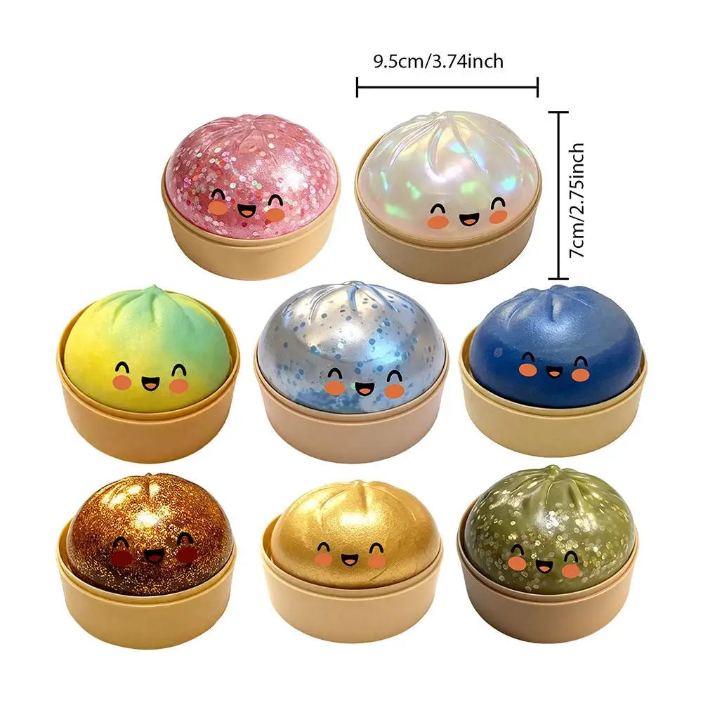Giant Dumpling Squishy with Bamboo Steamer — 1 Piece | Pick 1 of 21 Colors | Ships Same Day USA