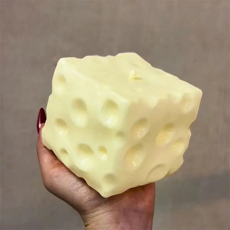 Jumbo Cheese Cube Stress Ball — Shapeable ASMR Non-Bounce Fidget Gift