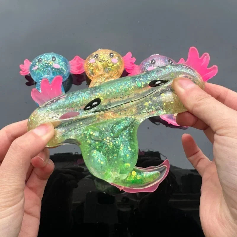 Colorful Salamander Maltose Squishy — Stretchy Axolotl Anti-Anxiety Toy