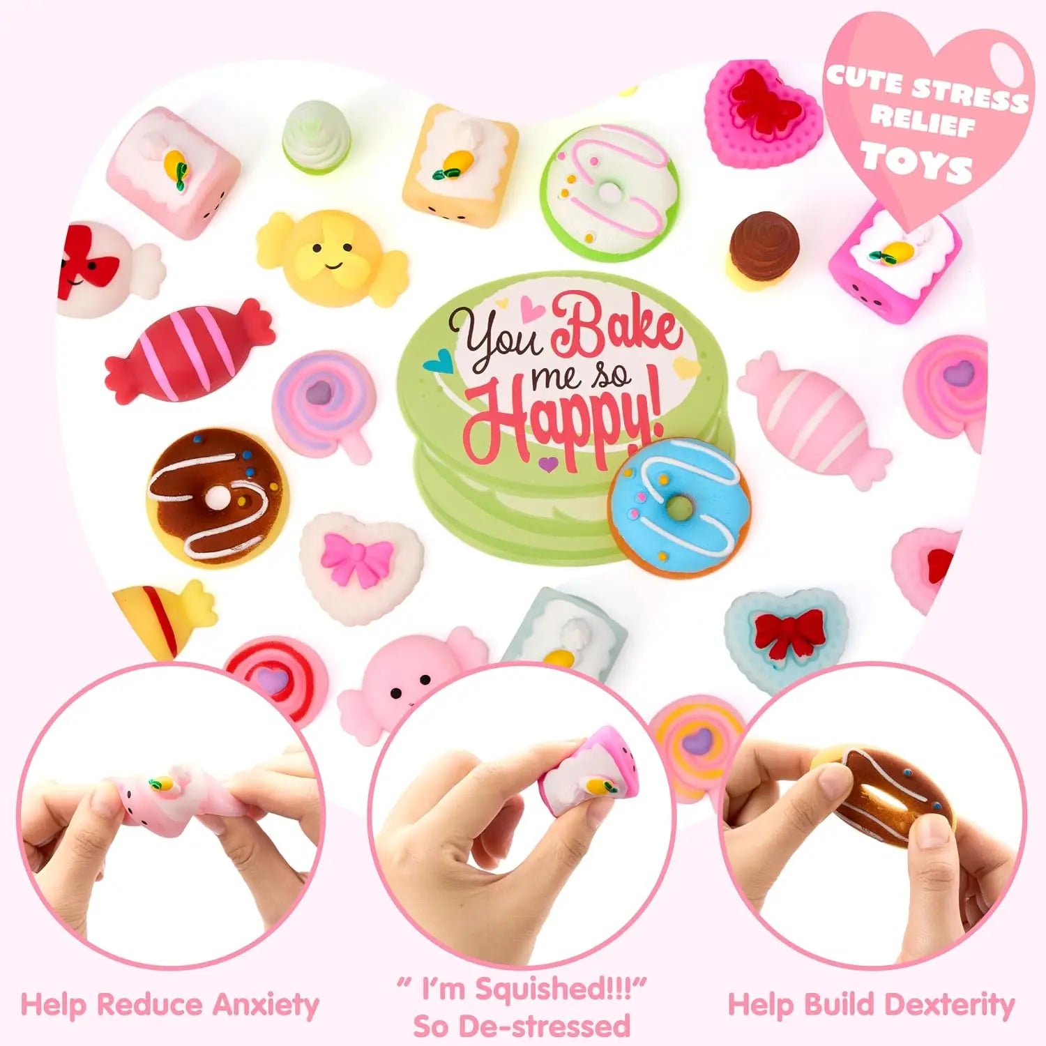 28-Pack Valentine's Day Gift Cards with Mochi Squishy Toys for Kids