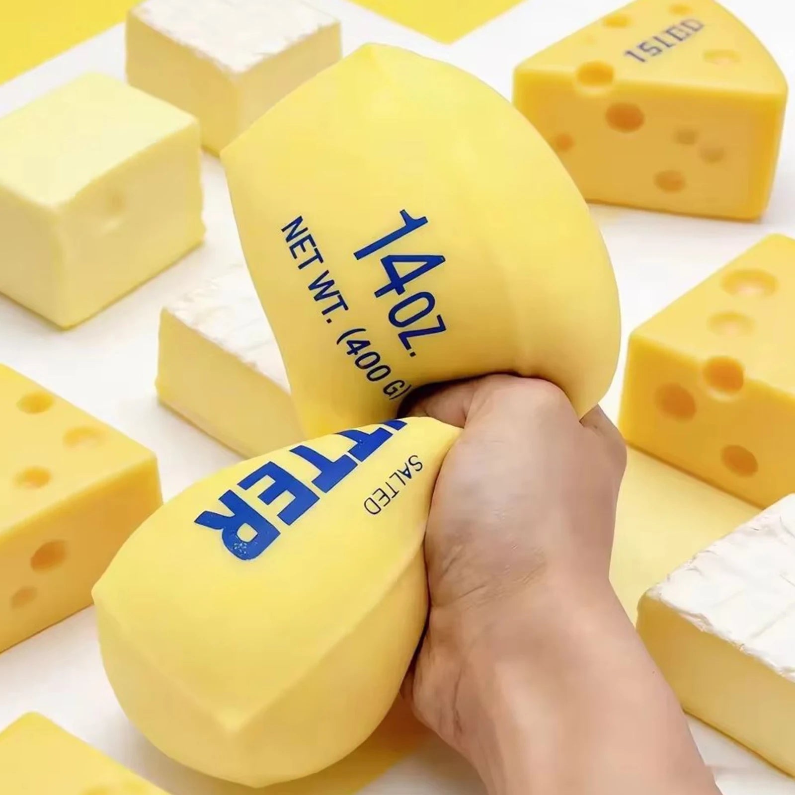 Butter Stick Fidget Toy 14/24cm — Squishy Elastic Cheese Stick Stress Reliever