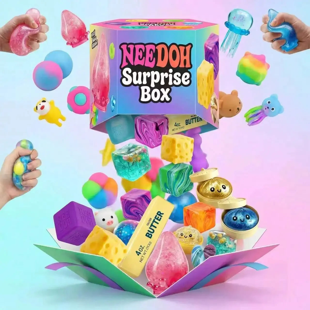 Assorted Surprise Squishy Box — Food and Animal Shapes