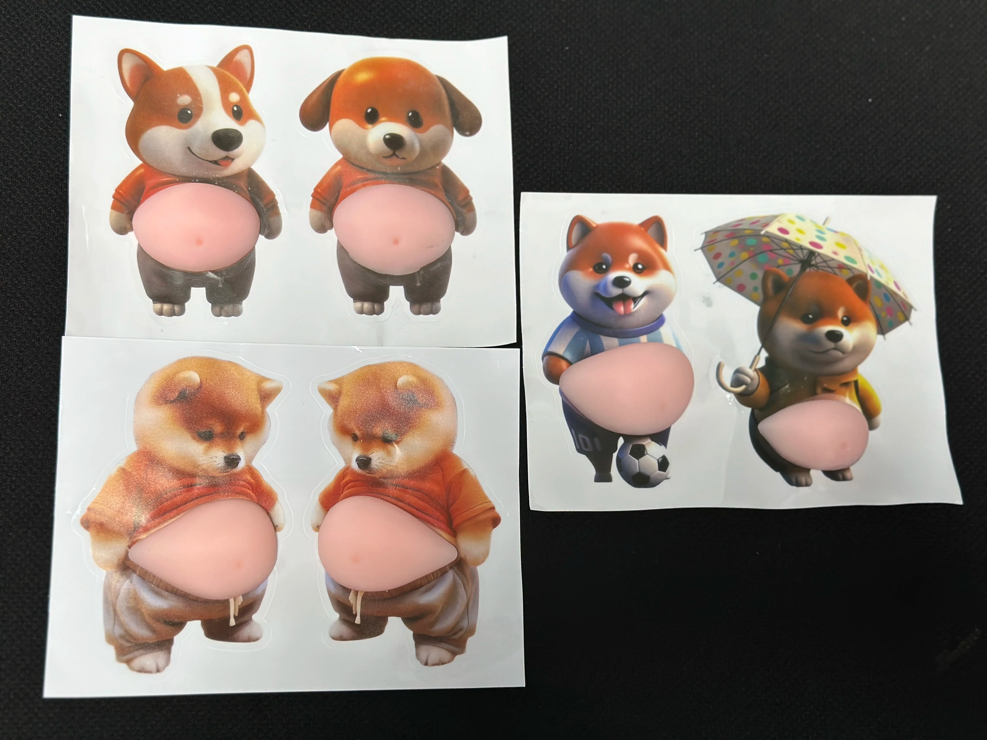3D Dog and Cat Belly Mochi Squishy Stickers — Fidget Stress Relief
