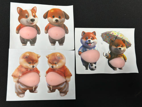 3D Dog and Cat Belly Mochi Squishy Stickers — Fidget Stress Relief